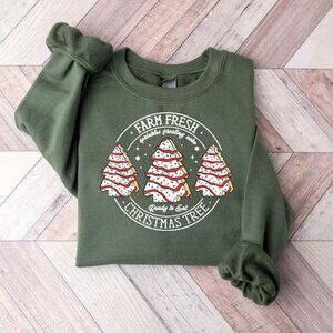 Farm Fresh Christmas Tree Cakes Sweatshirt Christmas Cake Sweatshirt 90